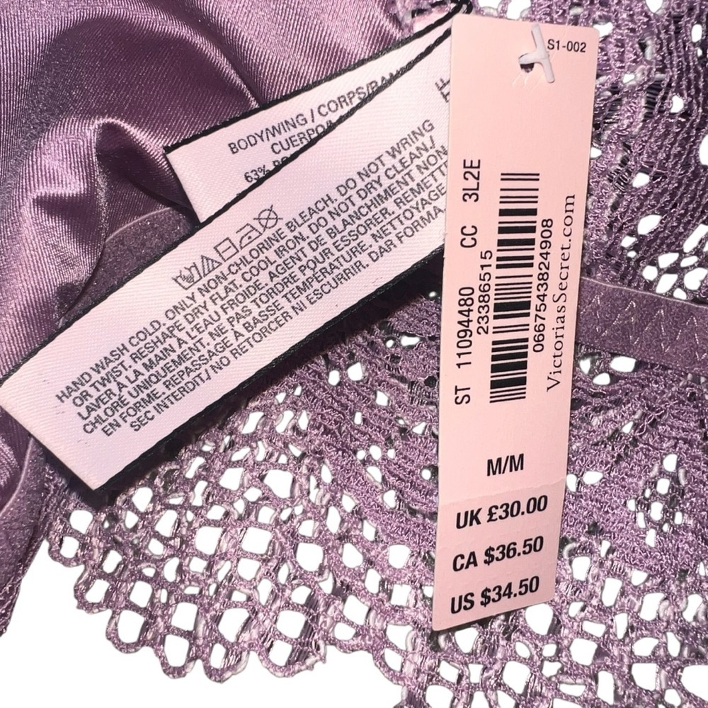 NWT Victoria's Secret Dusty Lilac Lace Bralette Medium Romantic Balletcore - Picture 6 of 6